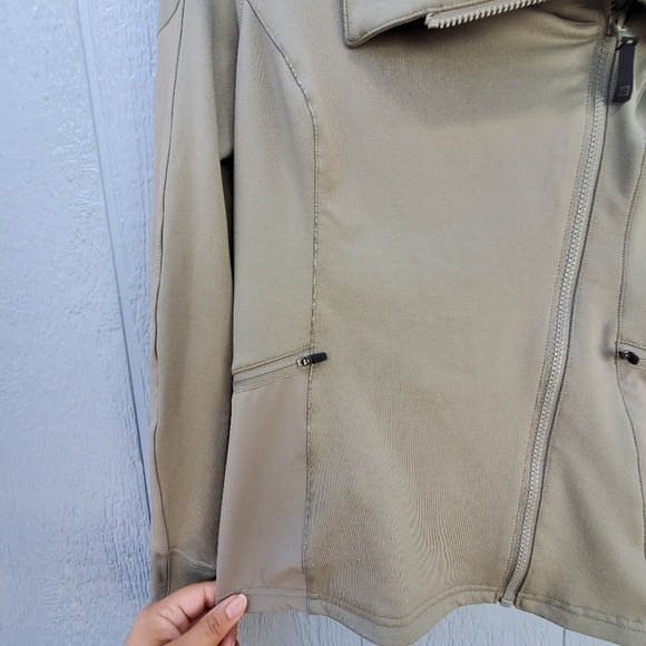 5.11 Tactical Overlay Thumb Holes Zip Up Active Wear Jacket Green Sweat Wicking - Picture 5 of 14